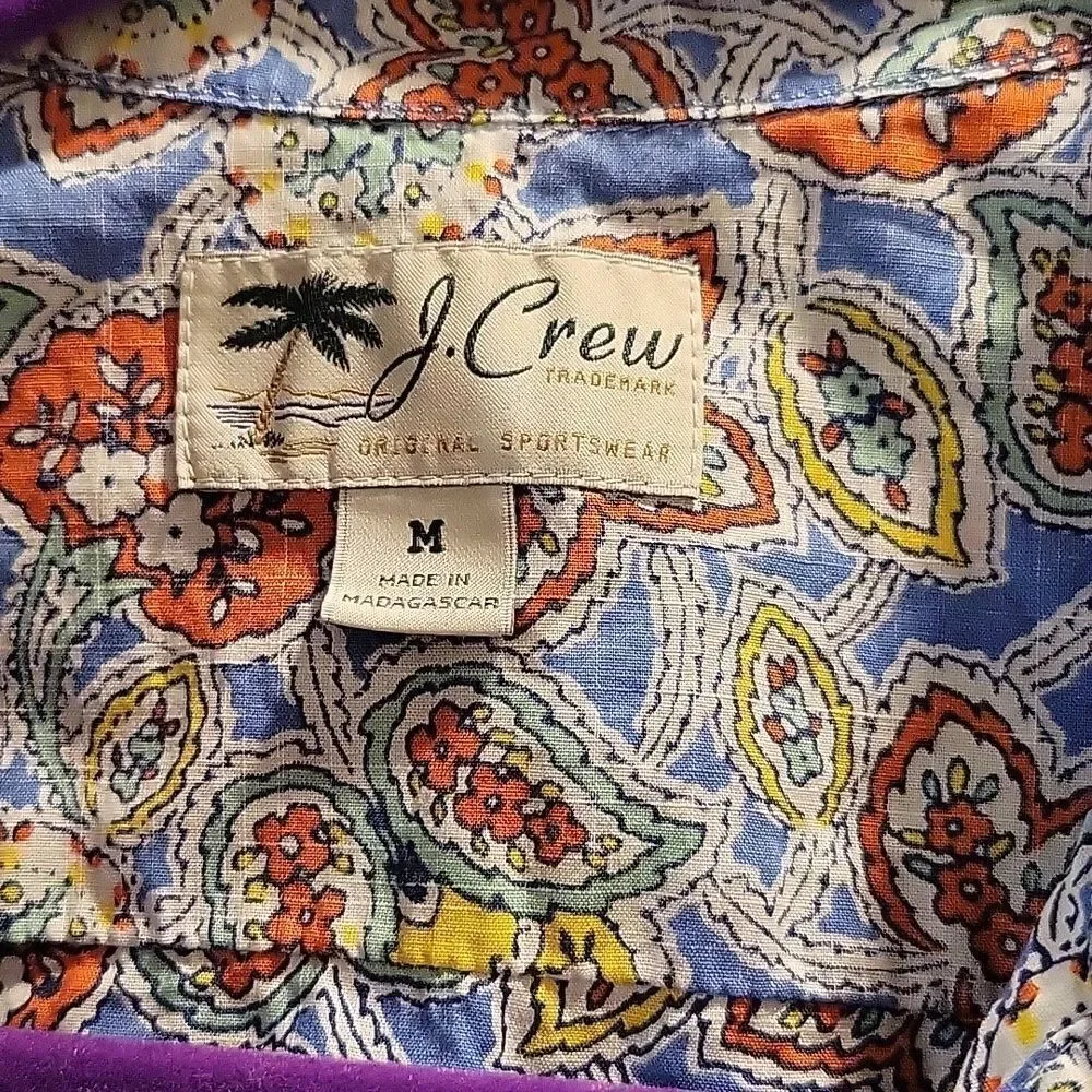 J. Crew Mens Slub Cotton Shirt polo Paisley  Size M NWT